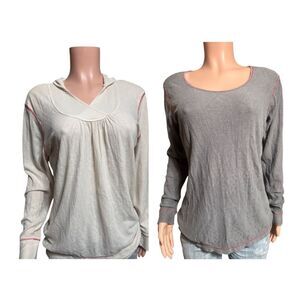 Bundle two Long sleeve printed textured pullover top  L